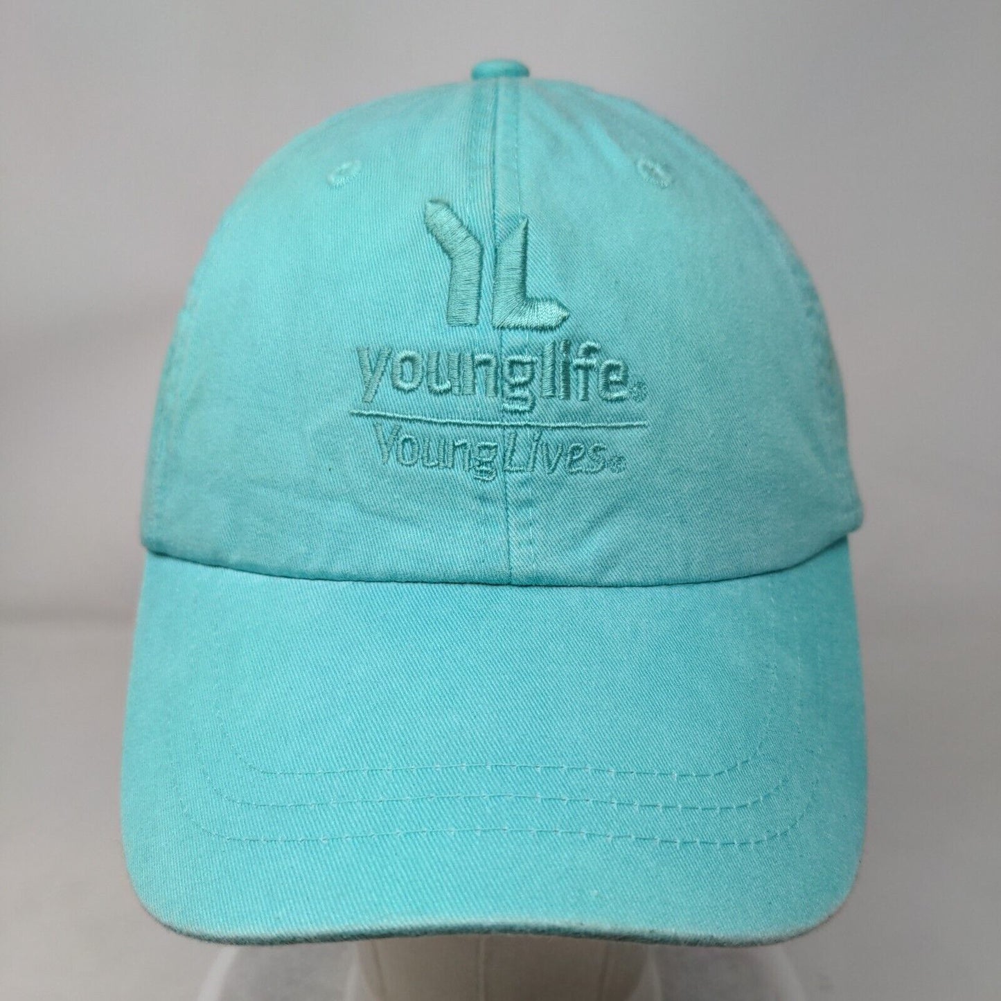 Young Life Young Lives Carolina Point Slideback Hat Blue One Size Leather Strap