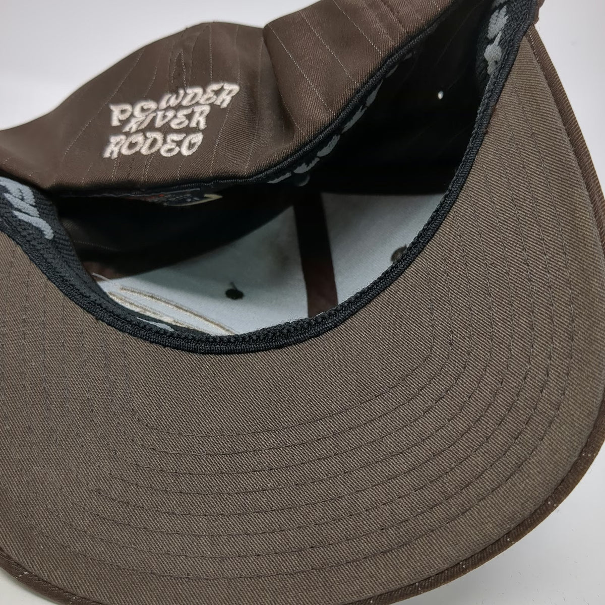 Flexfit Baseball Cap Brown XL Powder River Rodeo #23 Hat Fitted Embroidered