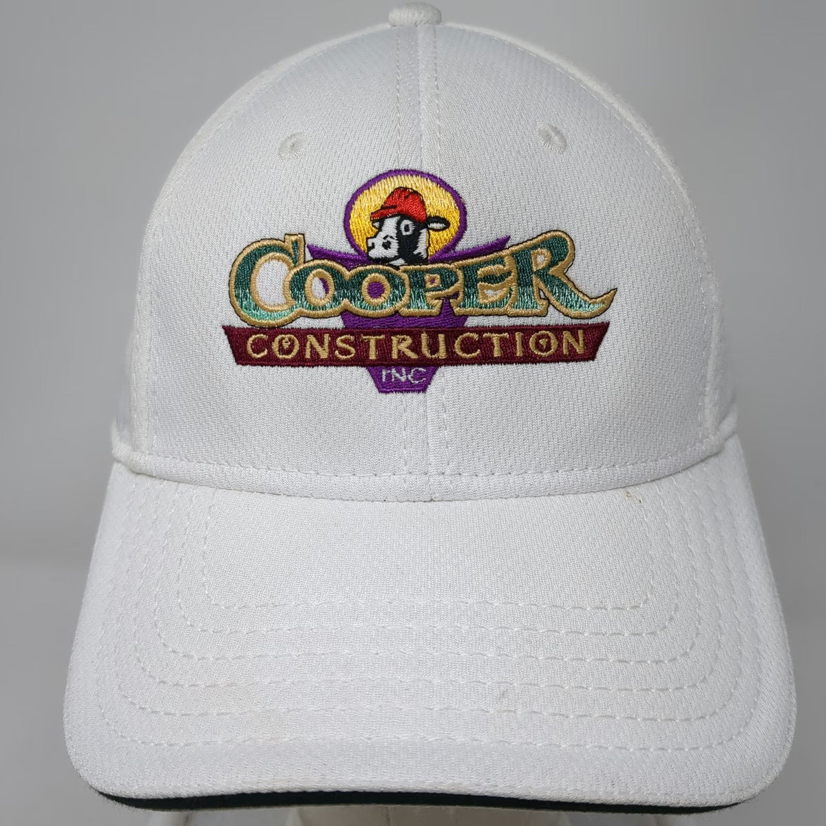 OTTO White Baseball Cap One Size Cooper Construction Cow Logo Strapback Hat