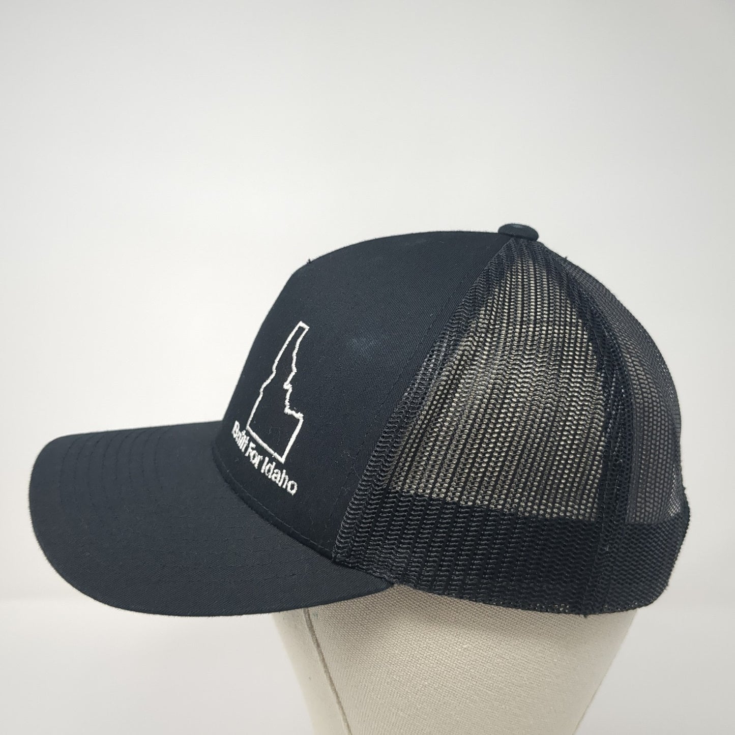 Built For Idaho Snapback Mesh Back Trucker Hat Black One Size Embroidered
