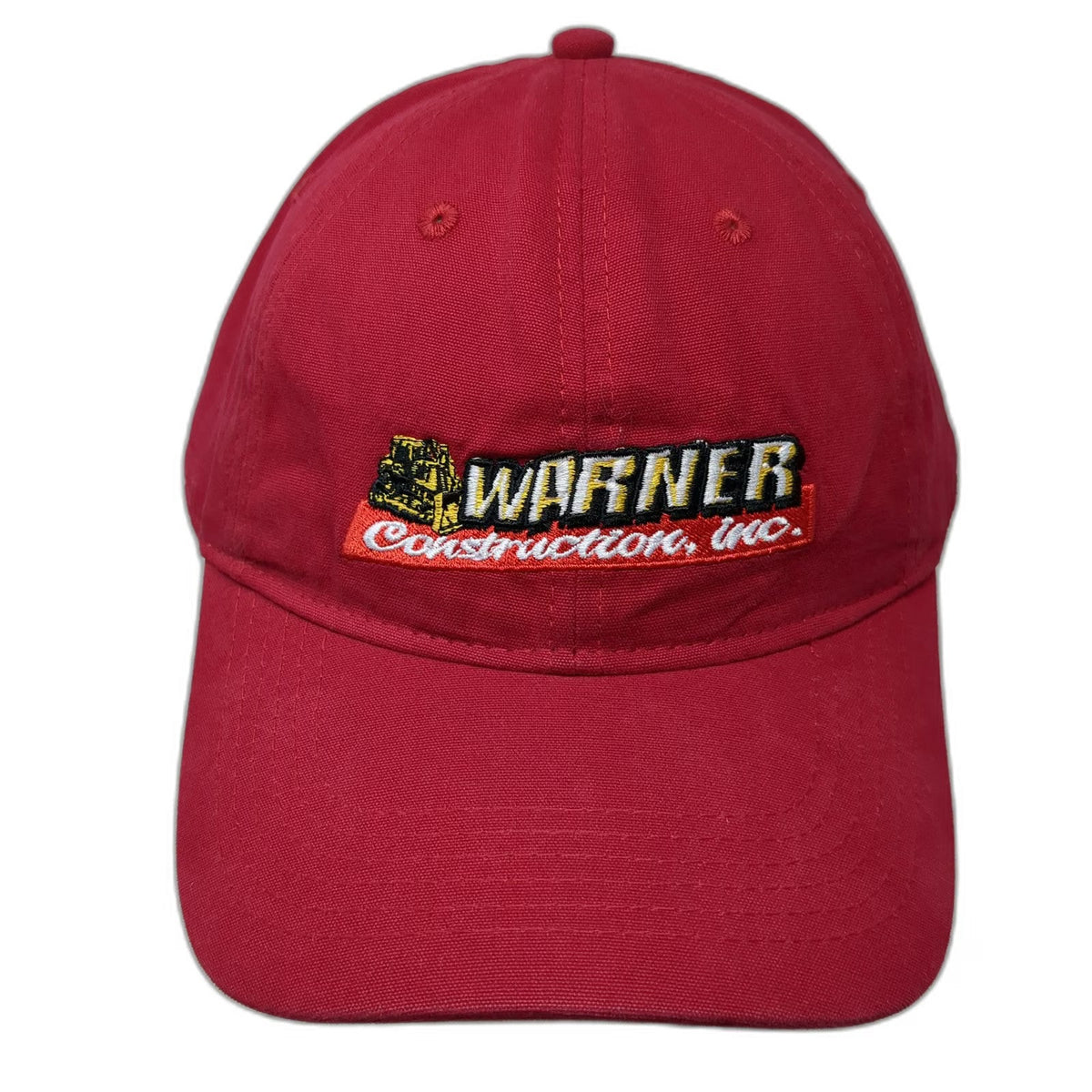 Port & Company Baseball Cap Red OSFM Warner Construction Hat Excavator Graphic