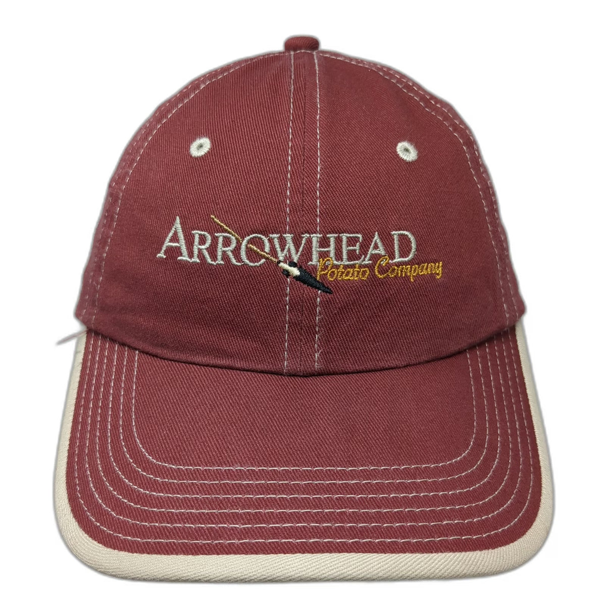Port Authority Red Baseball Cap OSFM Arrowhead Potato Company Logo Hat Cotton