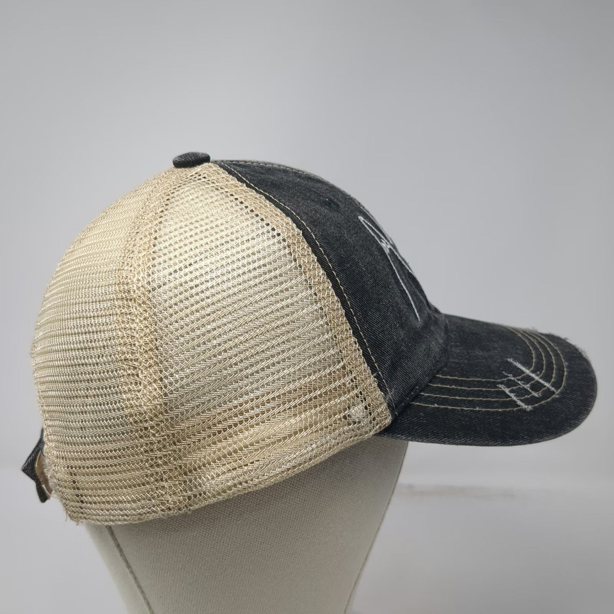 Katydid Baseball Cap Black One Size Adventure Waits Mountain Mesh Distressed Hat