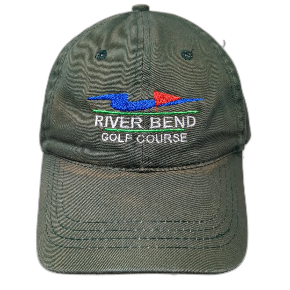 Otto Baseball Cap Green One Size Leather Strapback River Bend Golf Course Hat