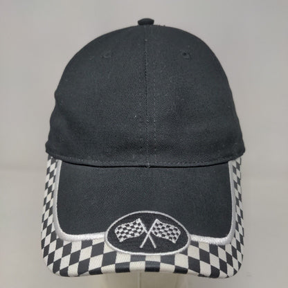 Pace Racewear Men's Strapback Hat Black Size OSFA Checkered Flag Pattern