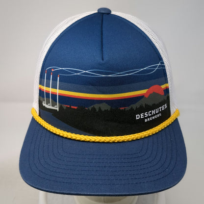 Deschutes Brewery Trucker Hat Blue One Size Rope Landscape Mesh Back Snapback