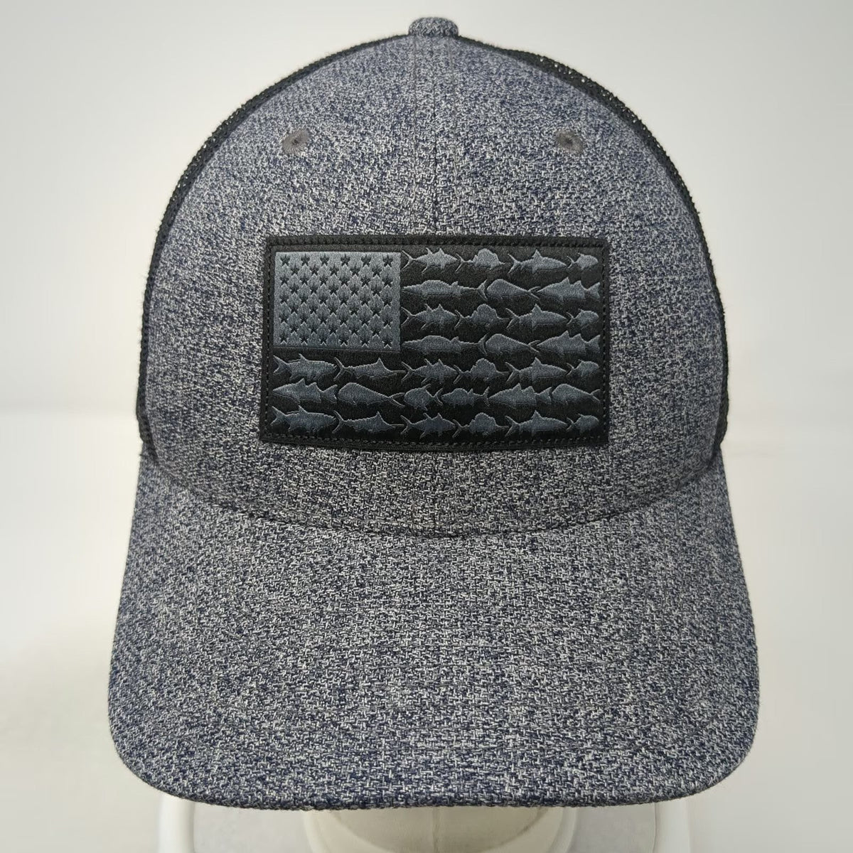 Columbia Trucker Hat Gray One Size Fish American Flag PFG Mesh Snapback Fishing