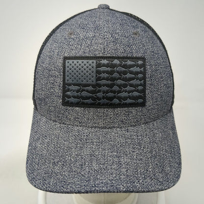 Columbia Trucker Hat Gray One Size Fish American Flag PFG Mesh Snapback Fishing