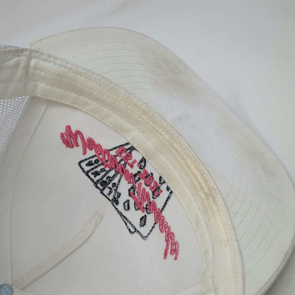 Western Threads White Trucker Hat One Size Playing Cards Mesh Snapback Flat Brim