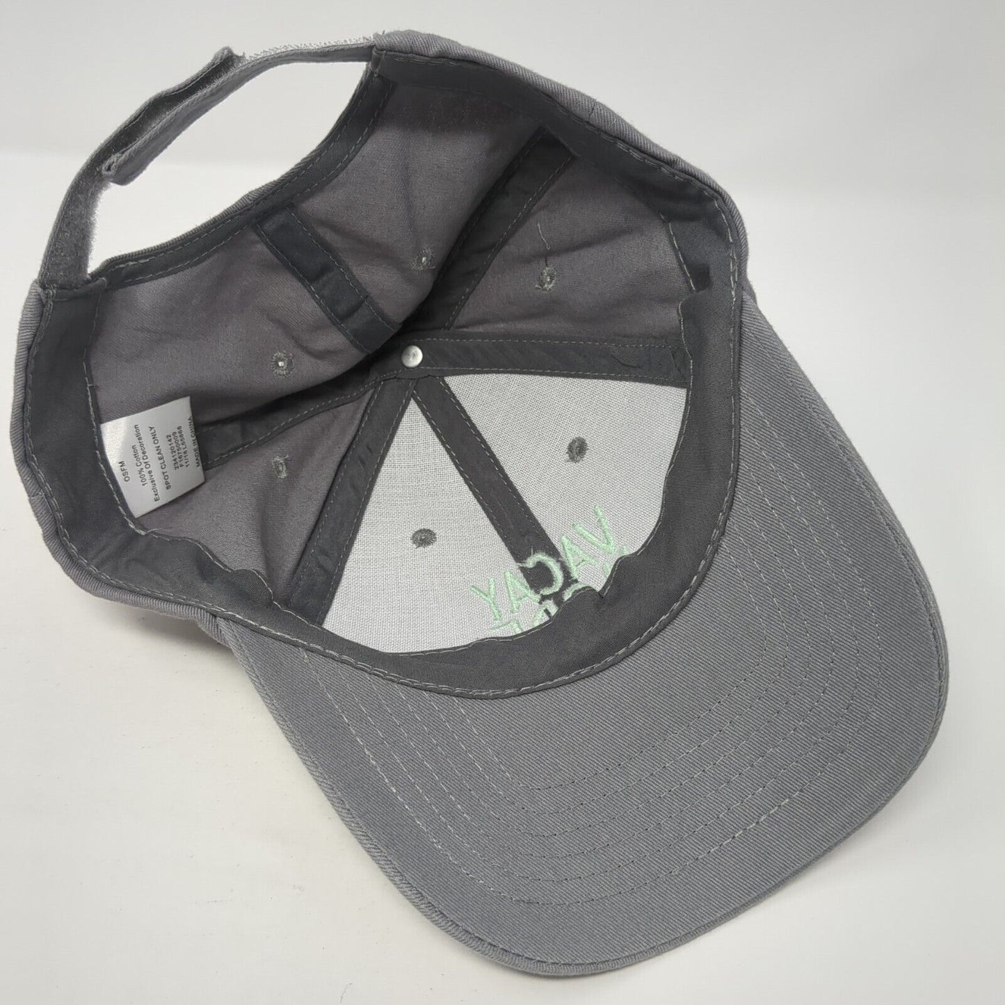 Vacay Mode Strapback Hat Gray One Size Adjustable Embroidered 6 Panel Cotton