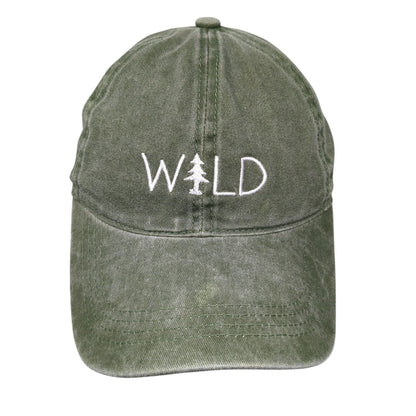Wild Slideback Hat Green OSFM Adjustable Embroidered 6 Panel Vented Holes Cotton