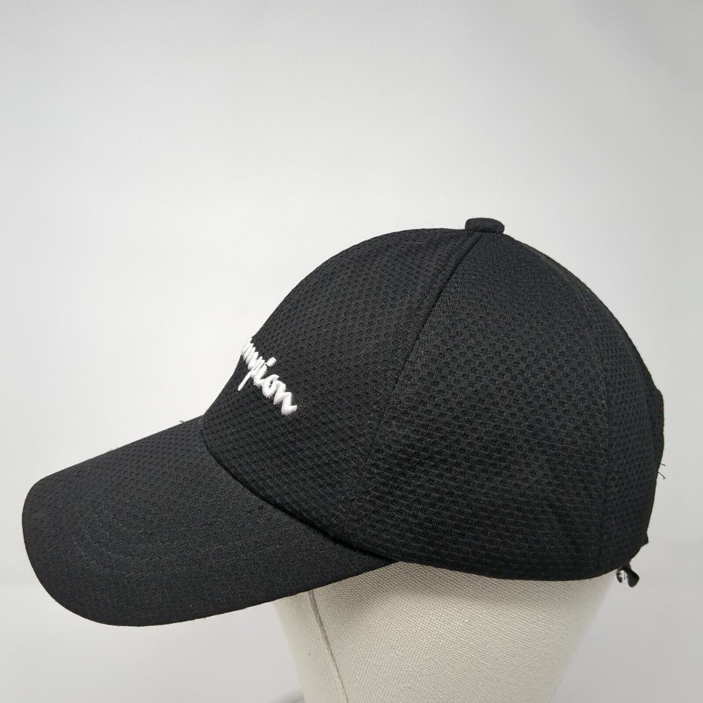 Champion Strapback Hat Black One Size Adjustable Embroidered 6 Panel