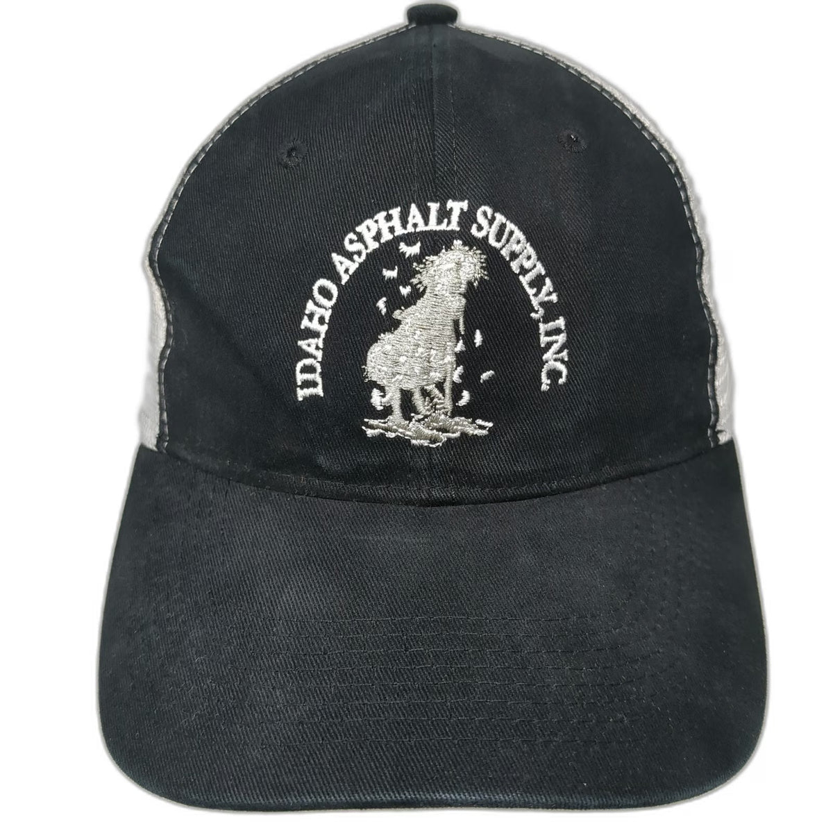 Trucker Hat Black White One Size Idaho Asphalt Supply Inc Snapback Paving Mesh