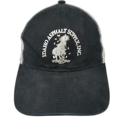 Trucker Hat Black White One Size Idaho Asphalt Supply Inc Snapback Paving Mesh