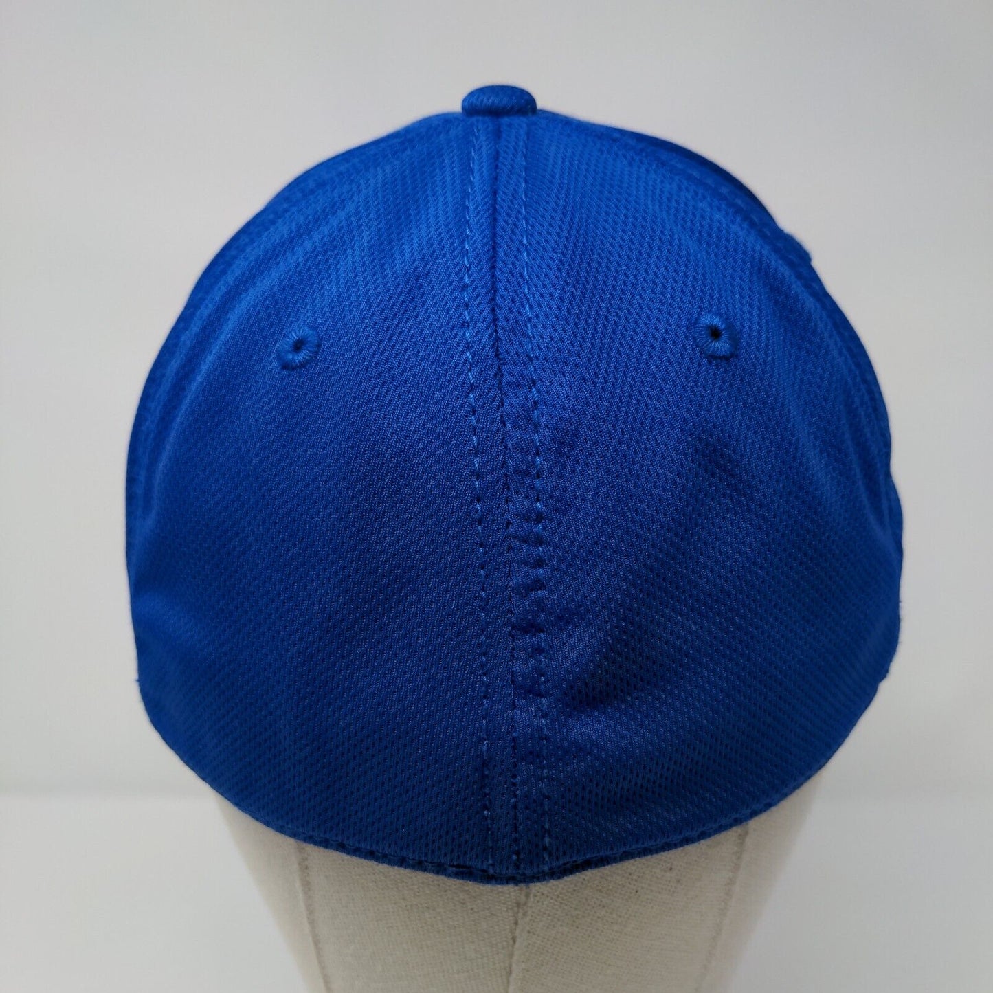 Builders First Source Fitted Hat Blue S/M A-Flex Embroidered 6 Panel Ivory