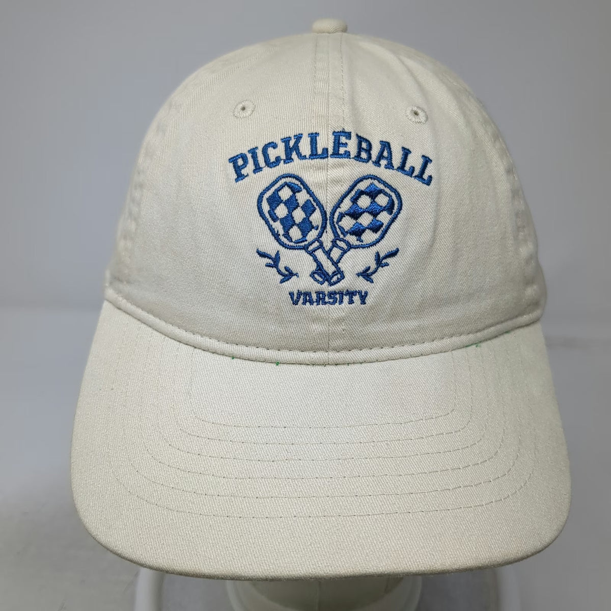 Beige Baseball Cap One Size Pickleball Varsity Meet Me At The Court Green Hat