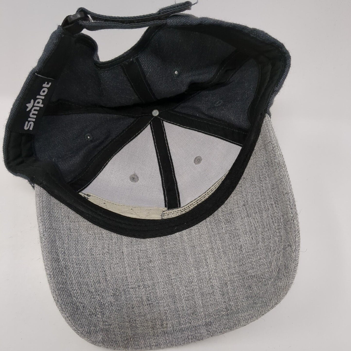 Simplot Patch Strapback Hat Gray One Size Adjustable Colorblock 6 Panel