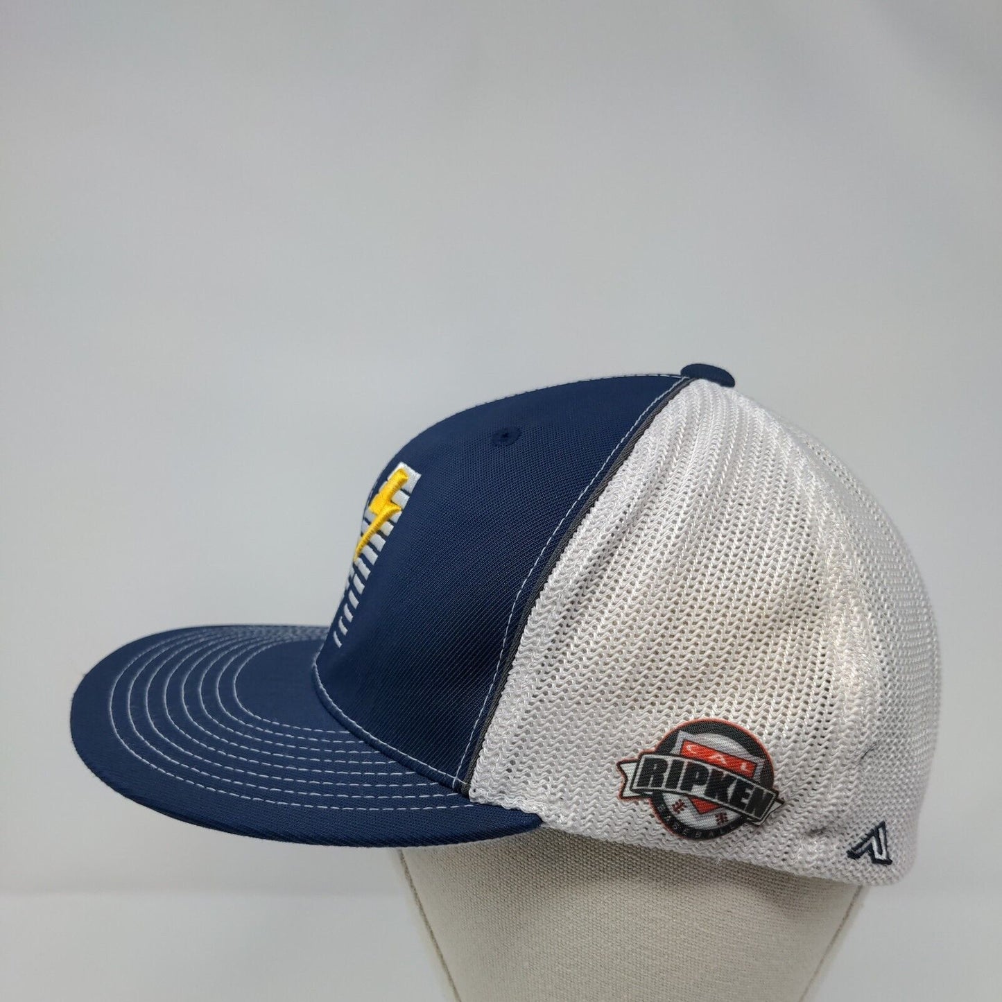 M Lightning Fitted Trucker Hat Blue S/M D-Series Mesh Back Pacific Headwear