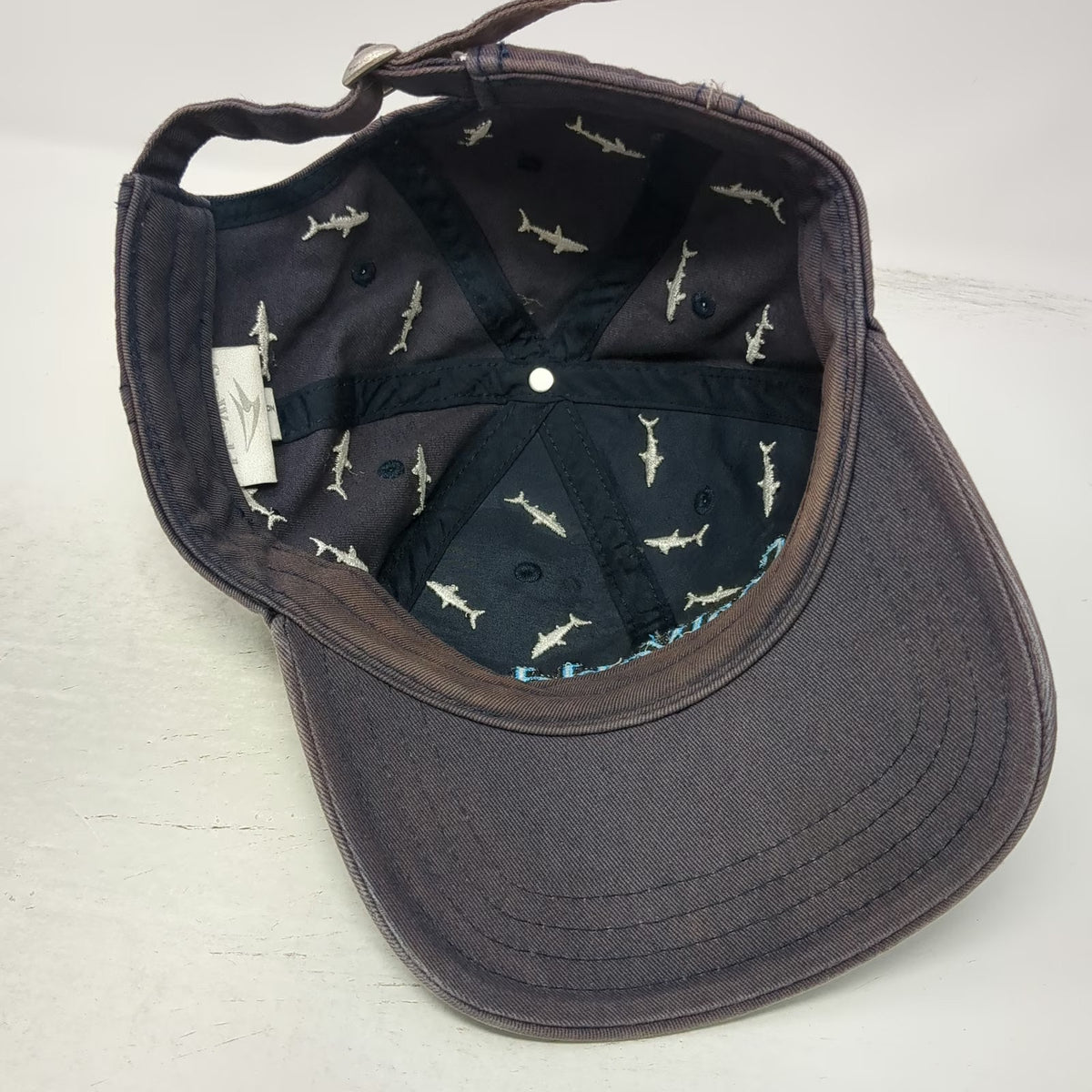 SeaWorld Baseball Cap Blue One Size Sharks Embroidered Cotton Slideback Hat