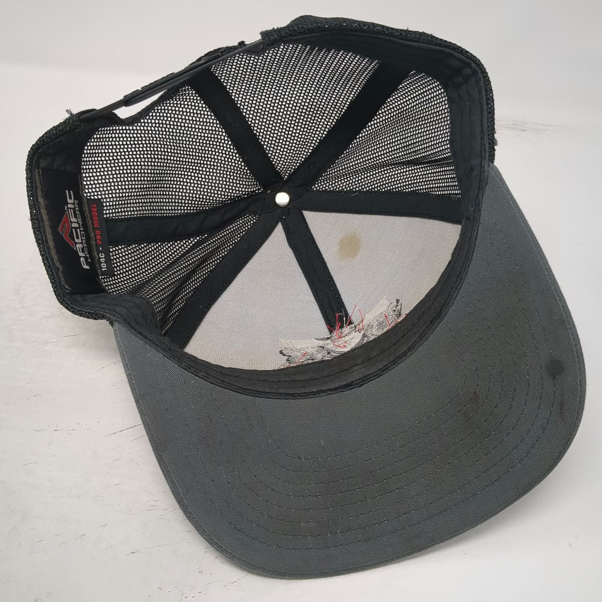 Pacific Headwear Trucker Hat Gray One Size Outlaw Powersports Snapback Gun Mesh