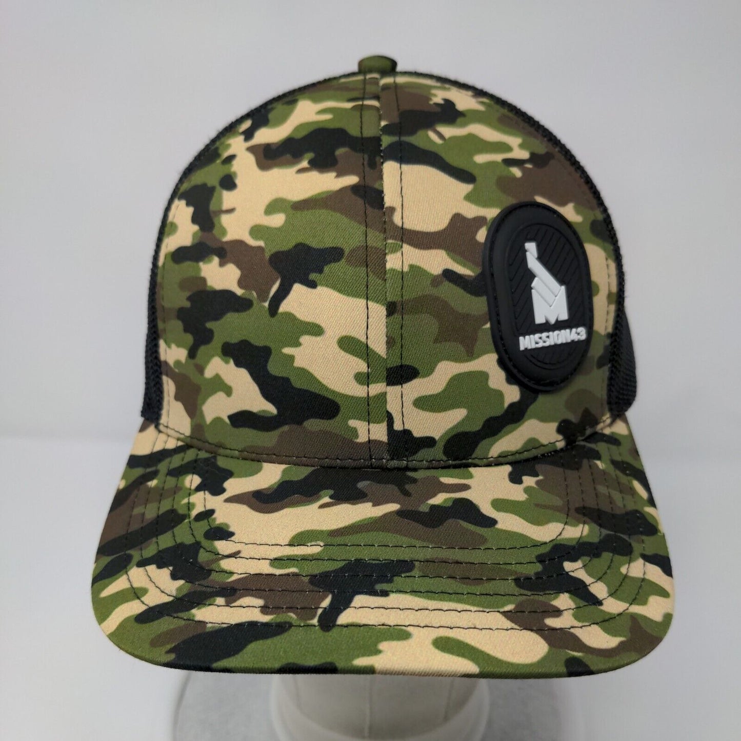 Mission43 Patch Snapback Mesh Back Trucker Hat Camo One Size 6 Panel
