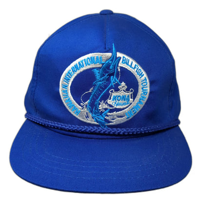 Hawaiian Headwear Trucker Blue OS Billfish Tournament Kona Rope Fishing Hat