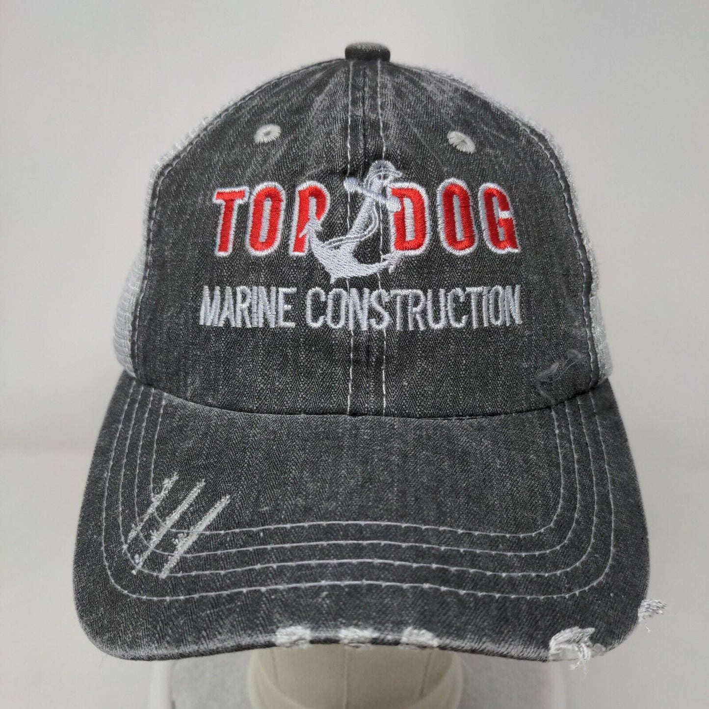 Top Dog Marine Construction Strapback Mesh Back Trucker Hat Gray OSFA