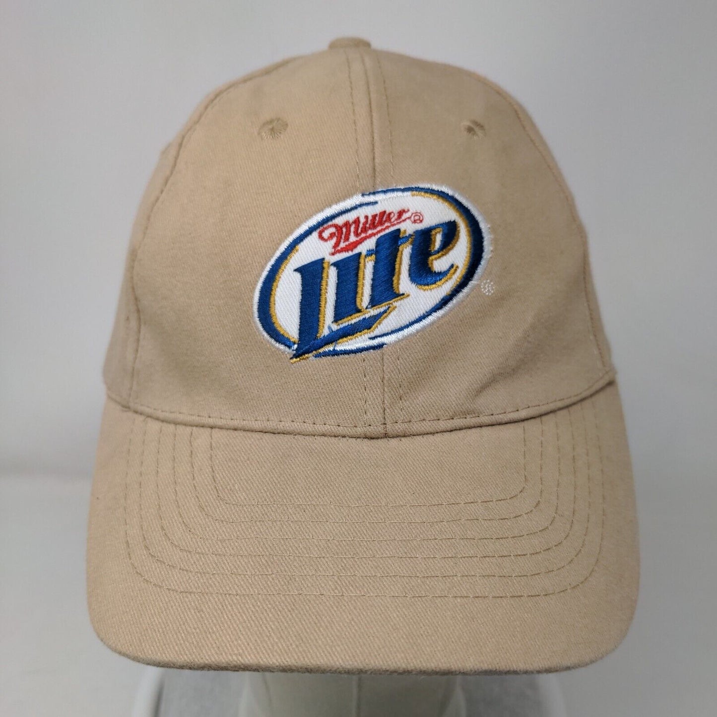 Miller Lite Strapback Hat Tan One Size Adjustable Embroidered 6 Panel ACME