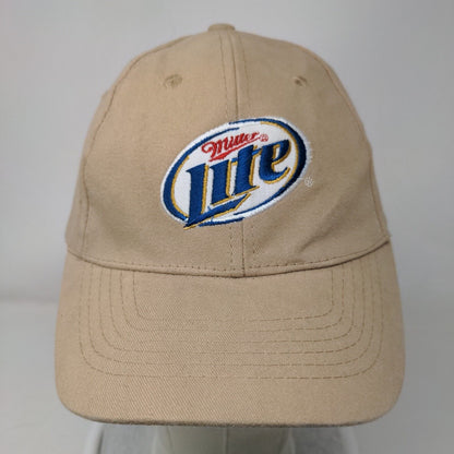 Miller Lite Strapback Hat Tan One Size Adjustable Embroidered 6 Panel ACME