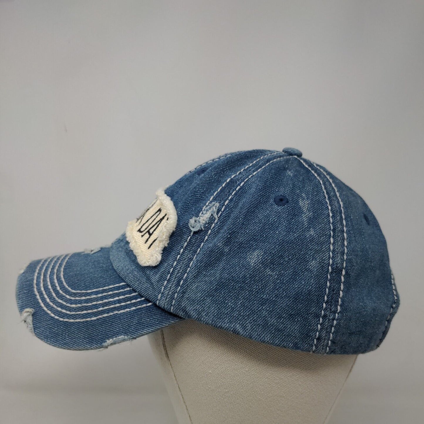 Bad Hair Day Strapback Hat Blue One Size Distressed Adjustable Vintage