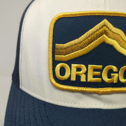 Grafletics Trucker Hat Blue One Size Oregon Mountain Patch Mesh Snapback Cap