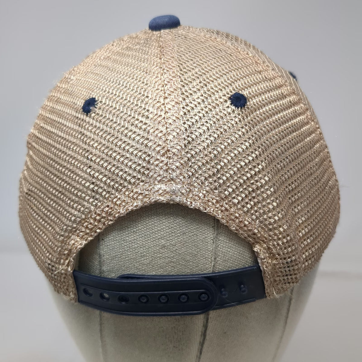 Sunkiss Kap Chicago IL Blue Beige Trucker Hat One Size Snapback Mesh Green Brim