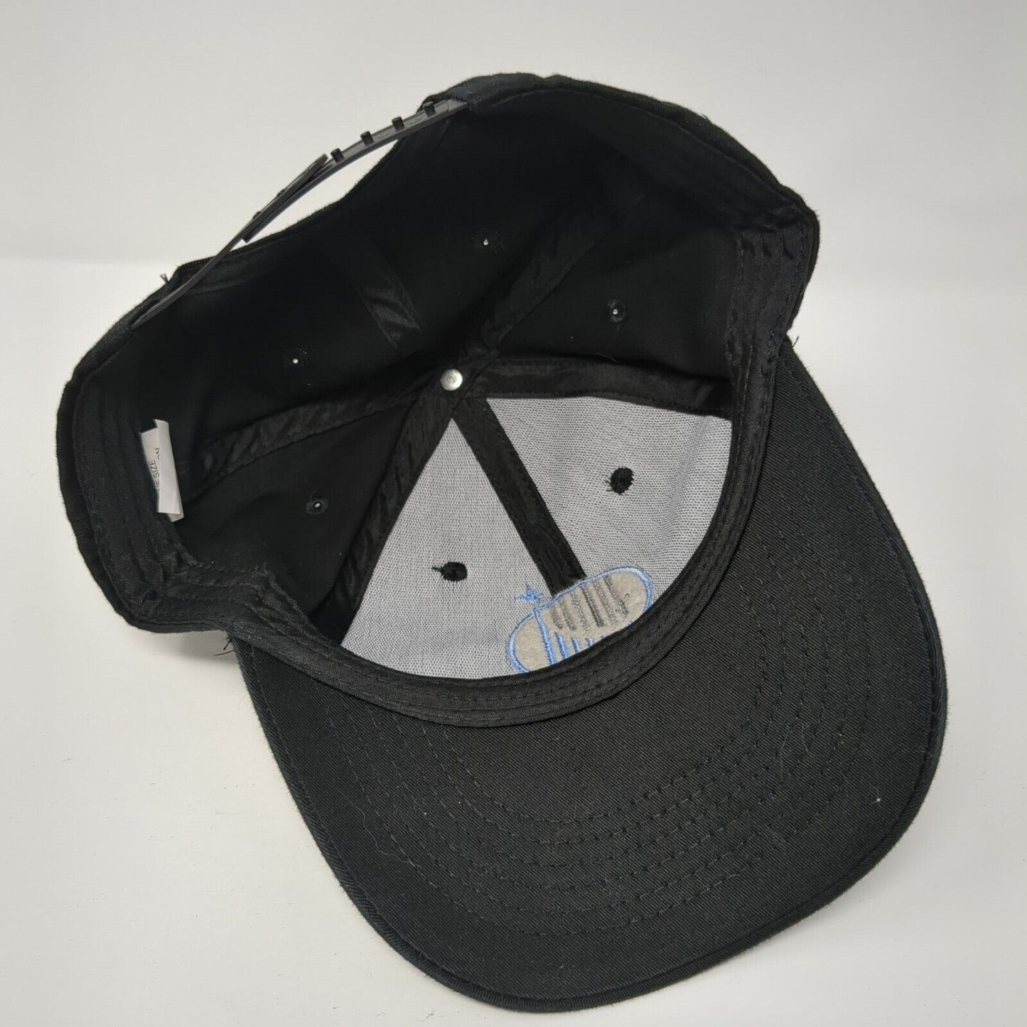 Unbranded Snapback Hat Black One Size Adjustable Embroidered 6 Panel Cotton