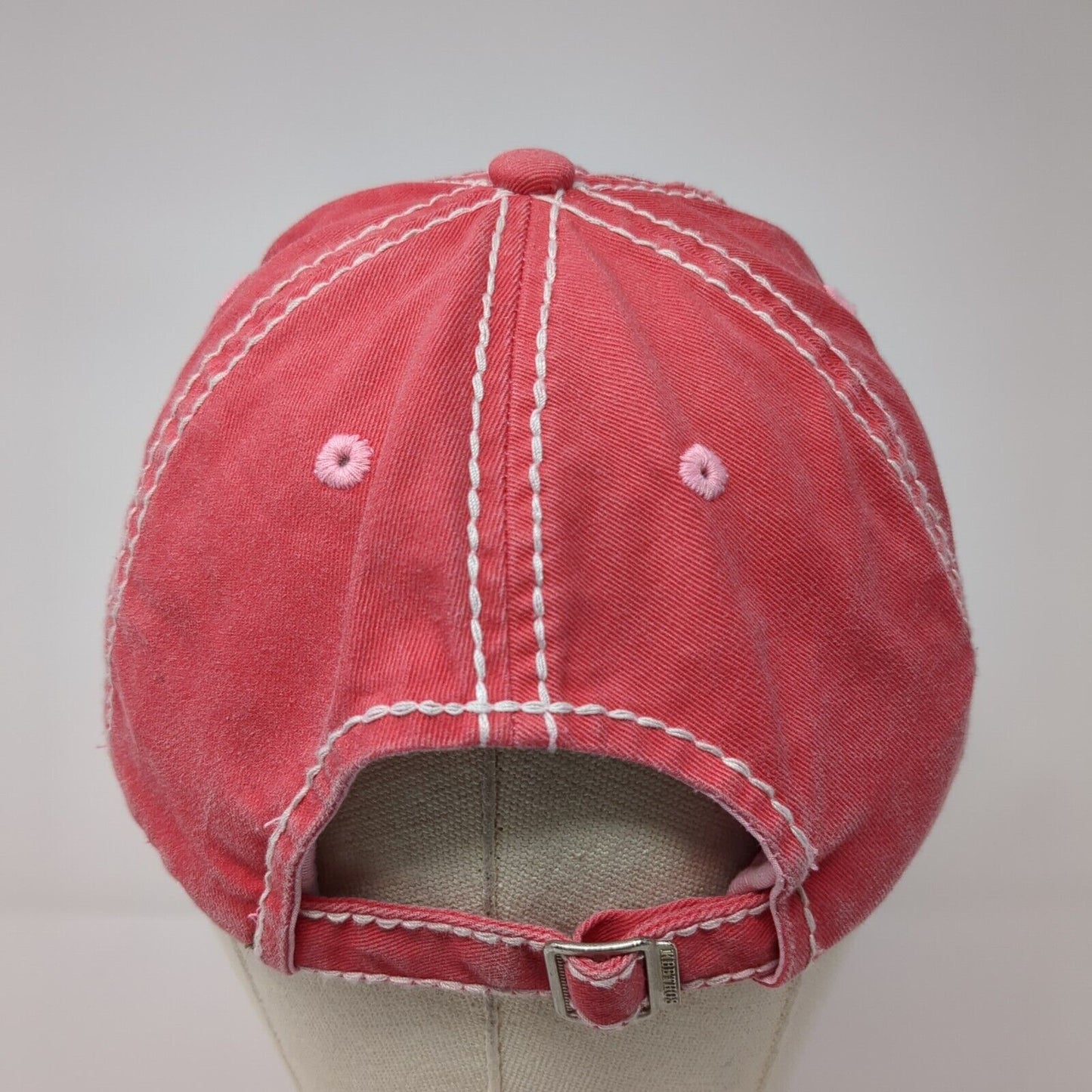 Happy Camper Slideback Hat Red OS Adjustable Embroidered Distressed KB ETHOS