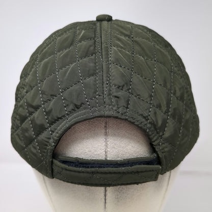 Green Black Baseball Cap One Size Quilted Polyester Suede Brim Strapback Hat