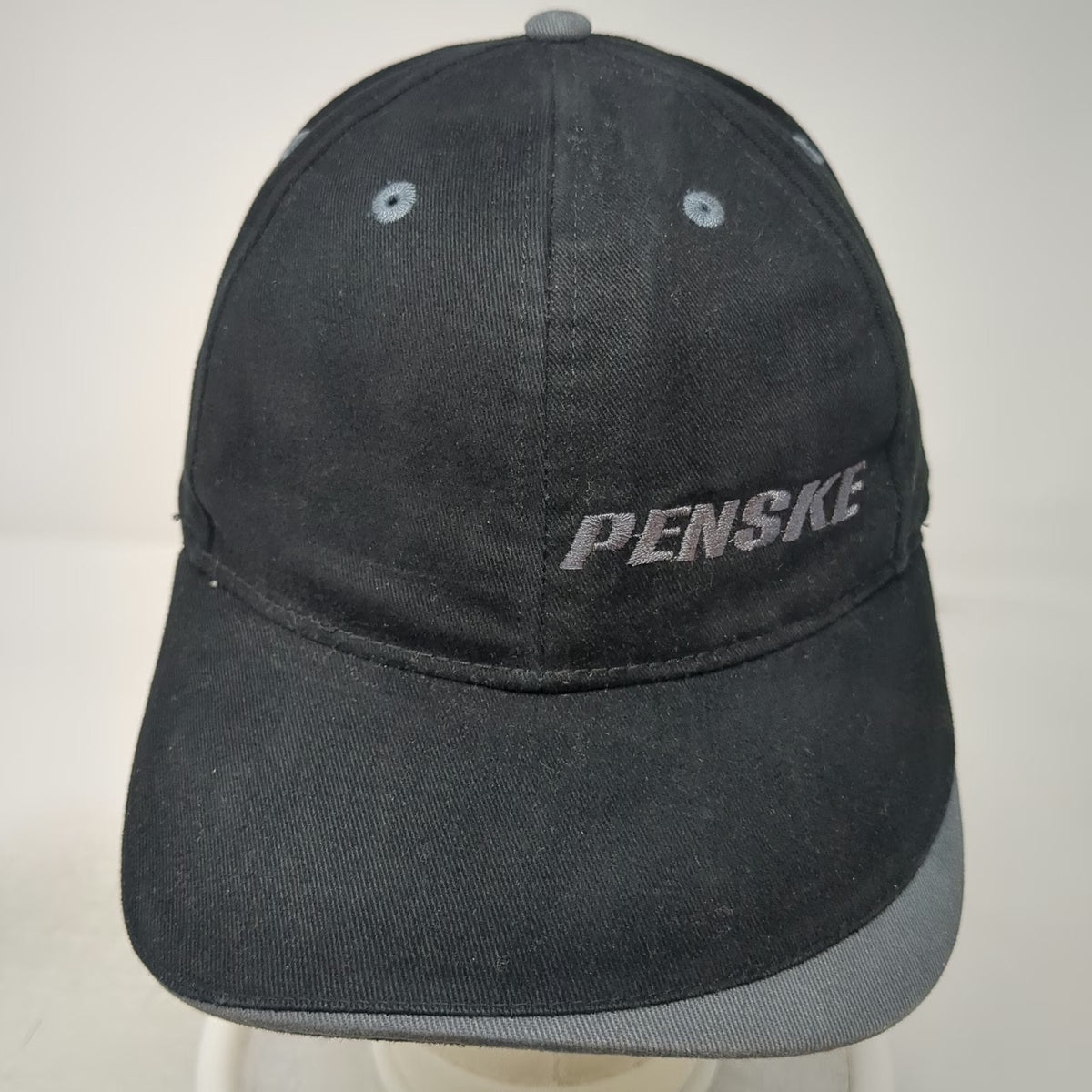 Sportsman Penske Logo Baseball Cap Black One Size Strapback Gray Accents Hat