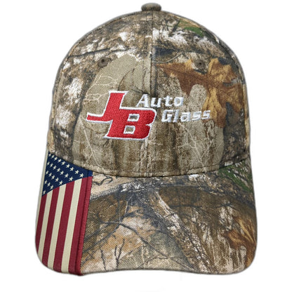 Outdoor Cap Baseball Cap Brown One Size Camo American Flag JB Auto Glass Hat
