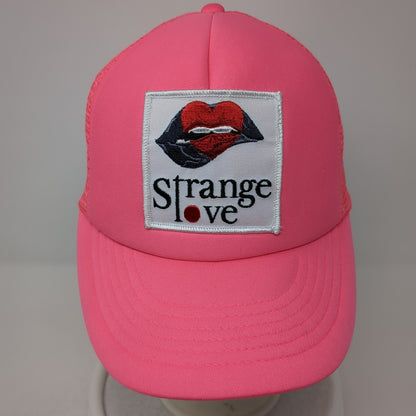 Strange Love Snapback Trucker Hat Pink One Size Adjustable Mesh Back Cobra