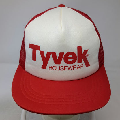 Tyvek Trucker Hat Red White One Size Housewrap Mesh Snapback Construction