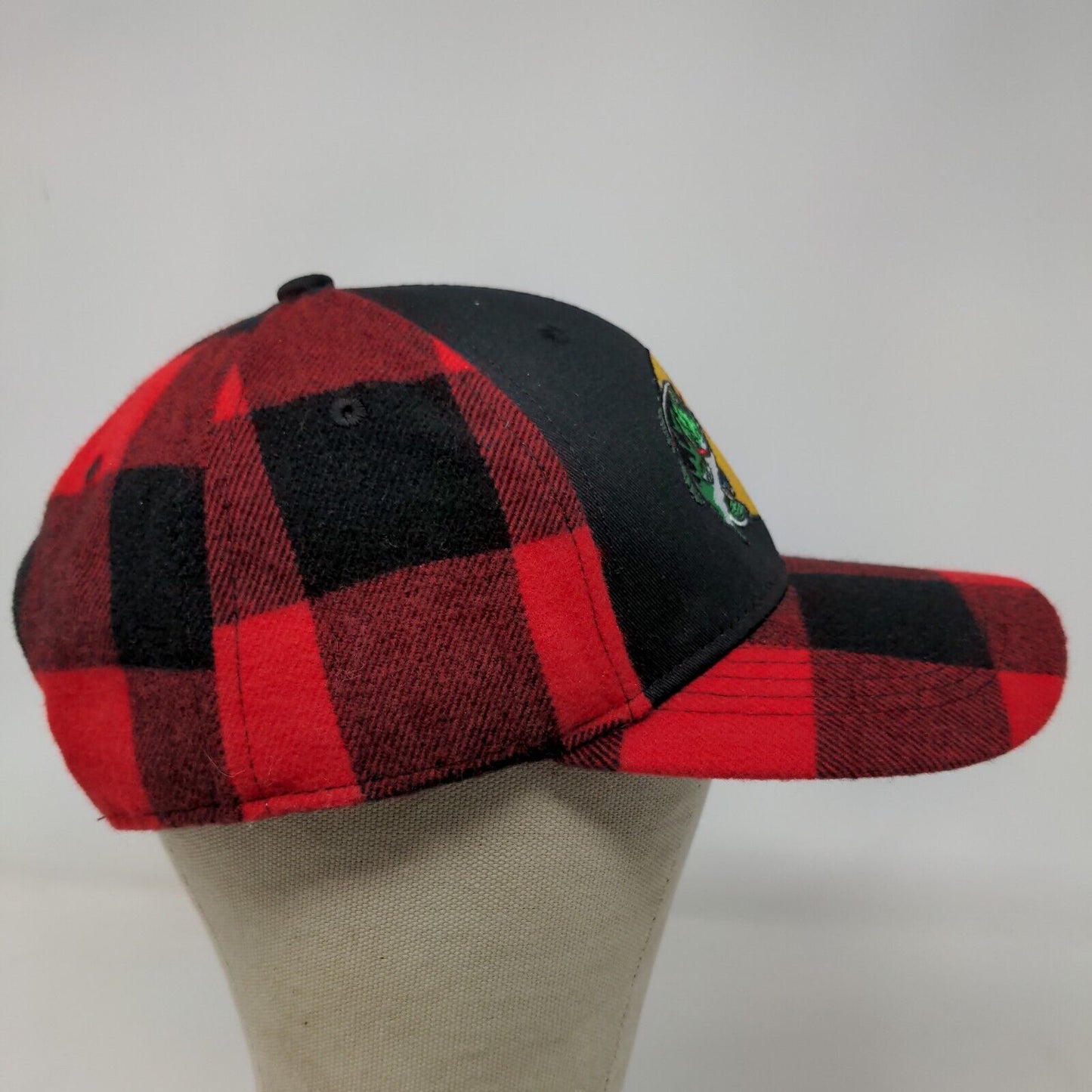 Bass Pro Shops Men's Snapback Hat Red Black Buffalo Plaid Size OSFM Embroidered