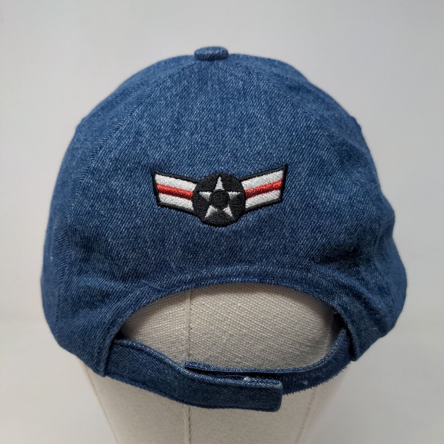 Boy's Strapback Hat Blue Denim 100% Cotton Size 7-14 Embroidered Military Love