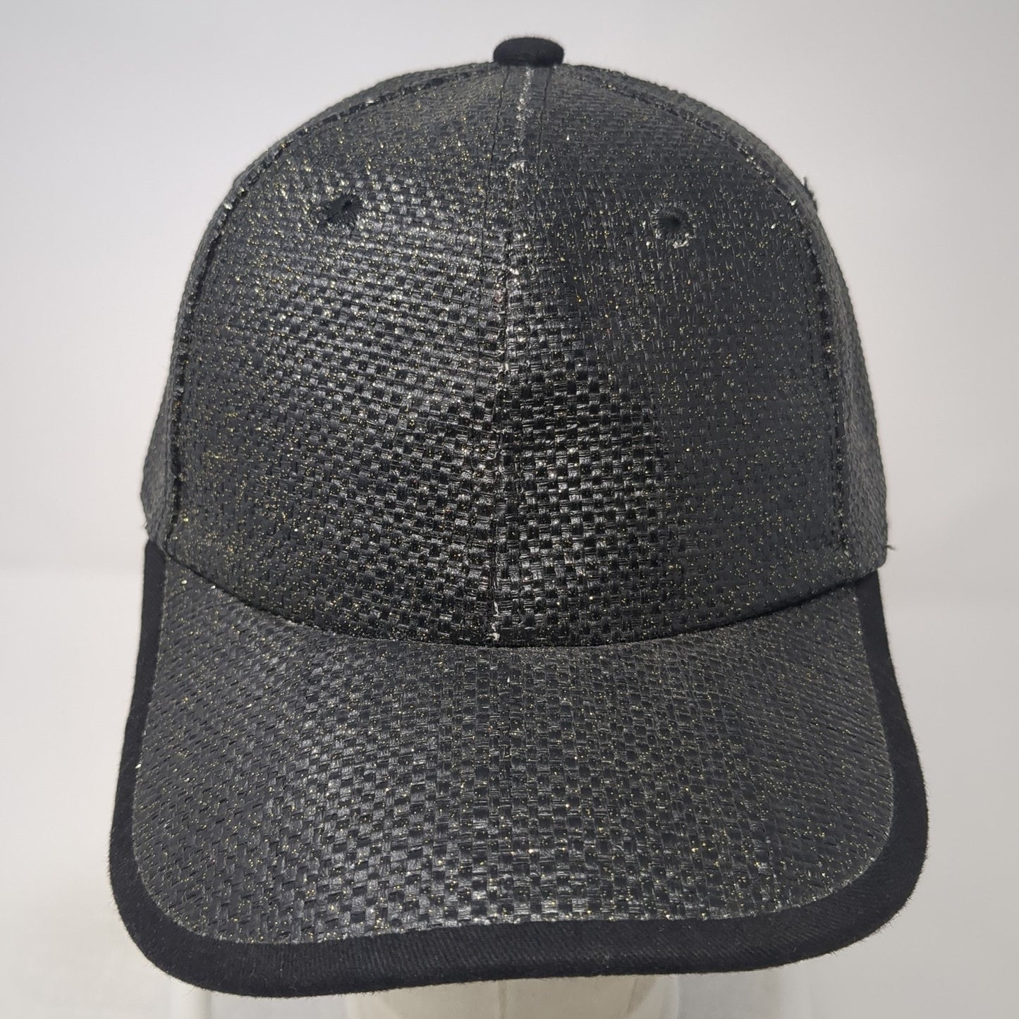 Unbranded Straw Hat Baseball Cap Gray One Size Adjustable Glitter 6 Panel Blank