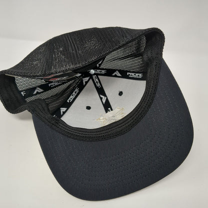 Old English K Fitted Trucker Hat Black 7 3/8-8 Mesh Back Pacific Headwear