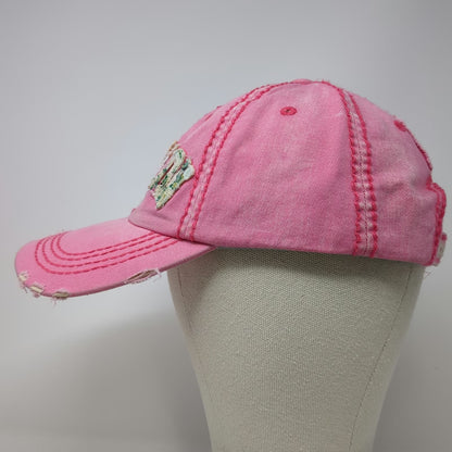 Robin Ruth Baseball Cap Pink One Size Washington DC Floral Distressed Hat
