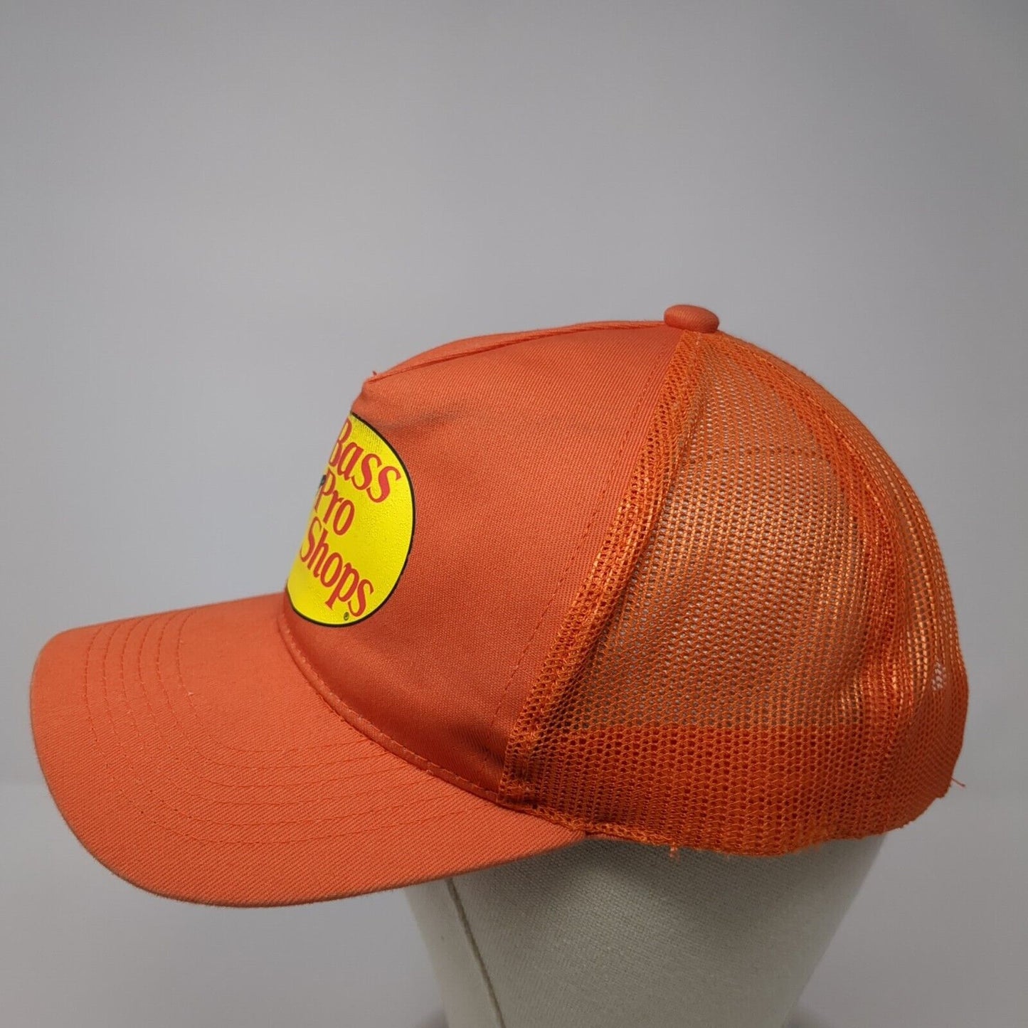 Bass Pro Shops Snapback Trucker Hat Orange OS Adjustable Mesh Back Gone Fishing