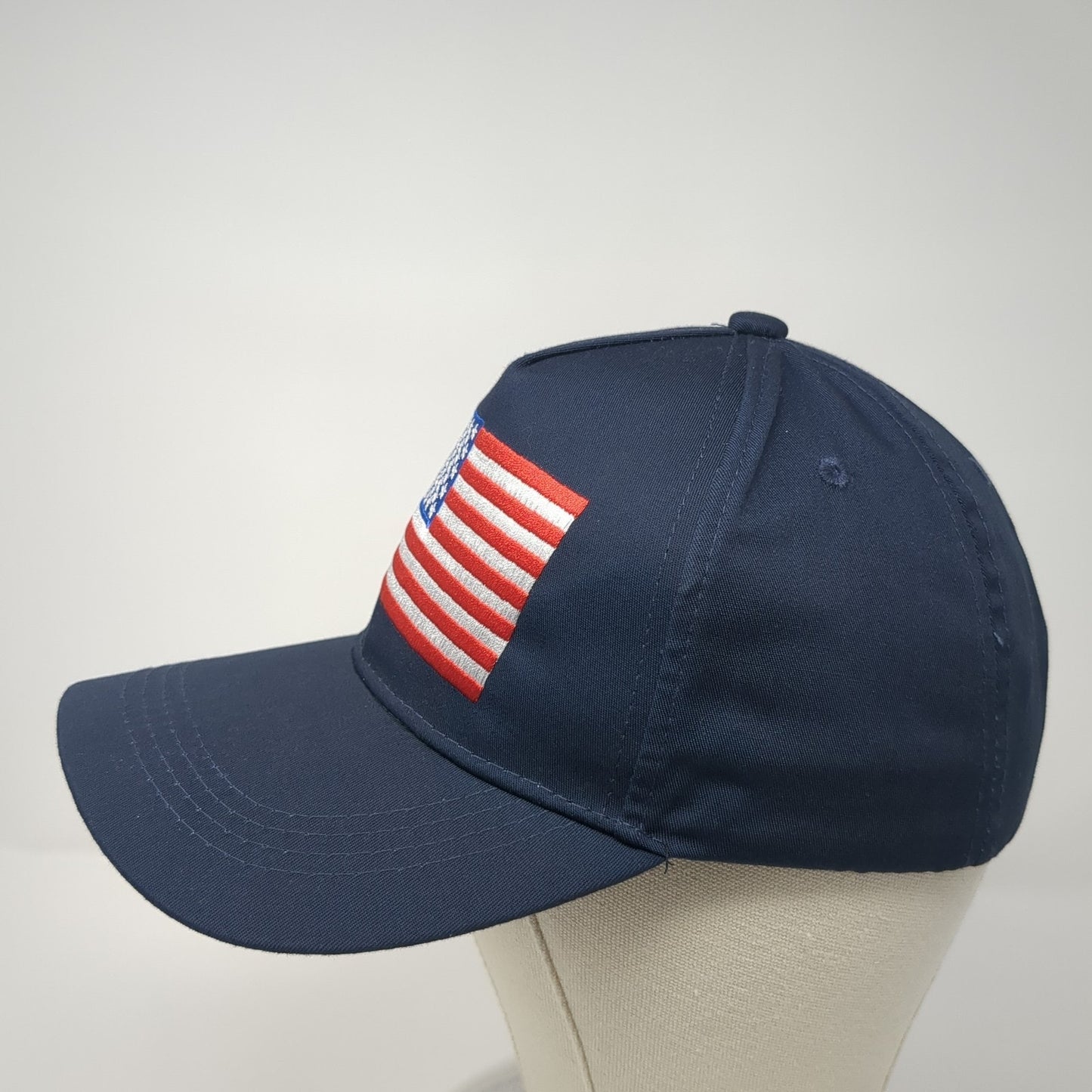 USA Flag Slideback Baseball Cap Blue One Size Adjustable Embroidered Patriotic