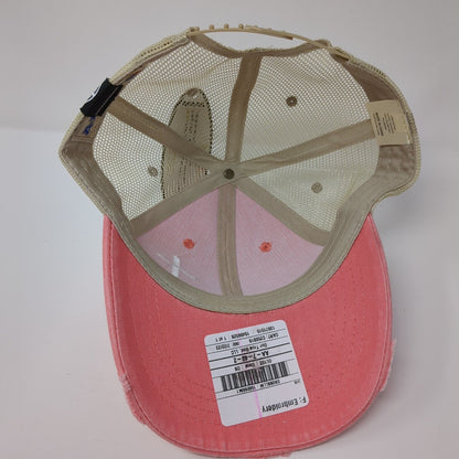 Crucifix Snapback Trucker Hat Pink OS Adjustable Mesh Back Distressed W/Tags