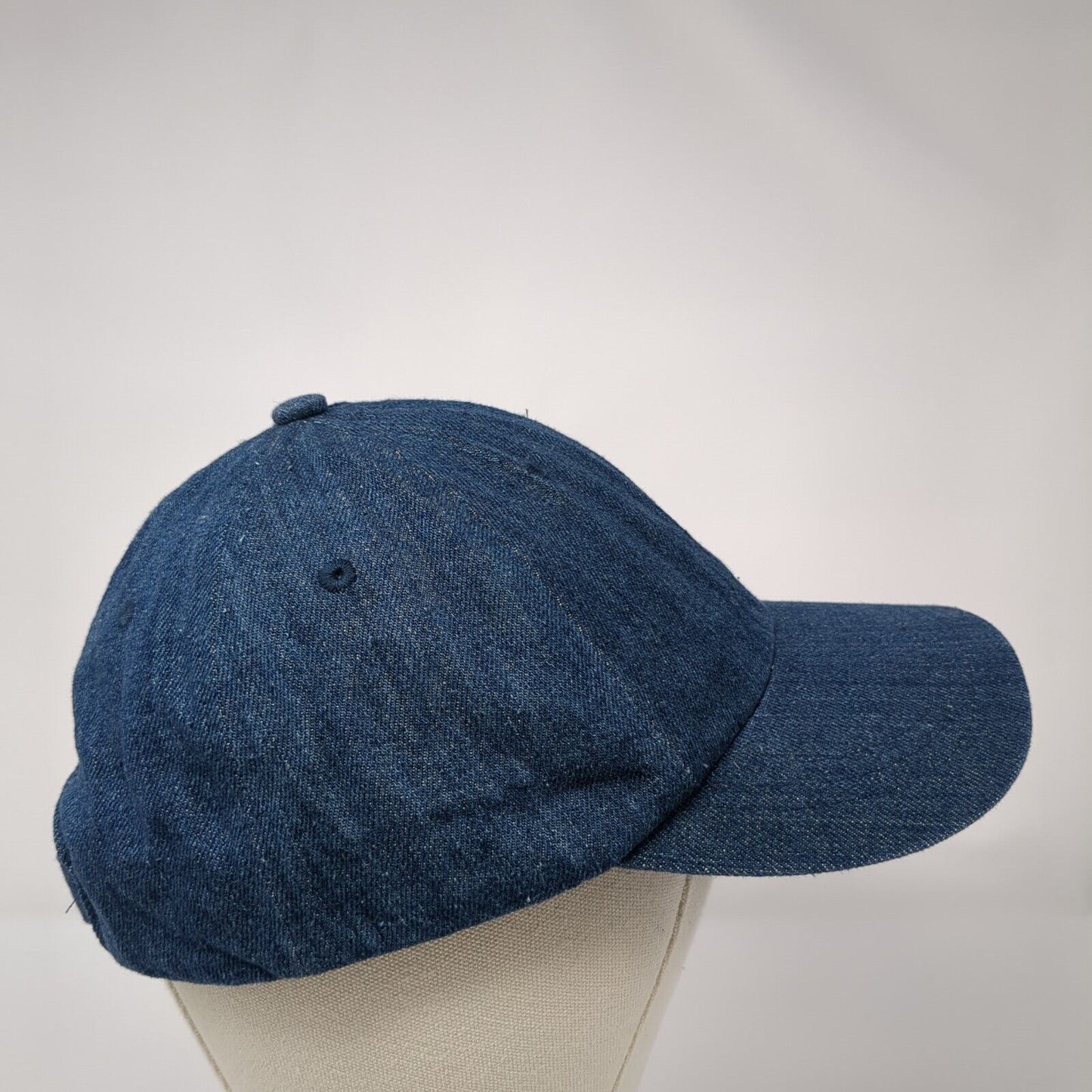 Unbranded Strapback Hat Blue One Size Adjustable Vented Holes 6 Panel Blank