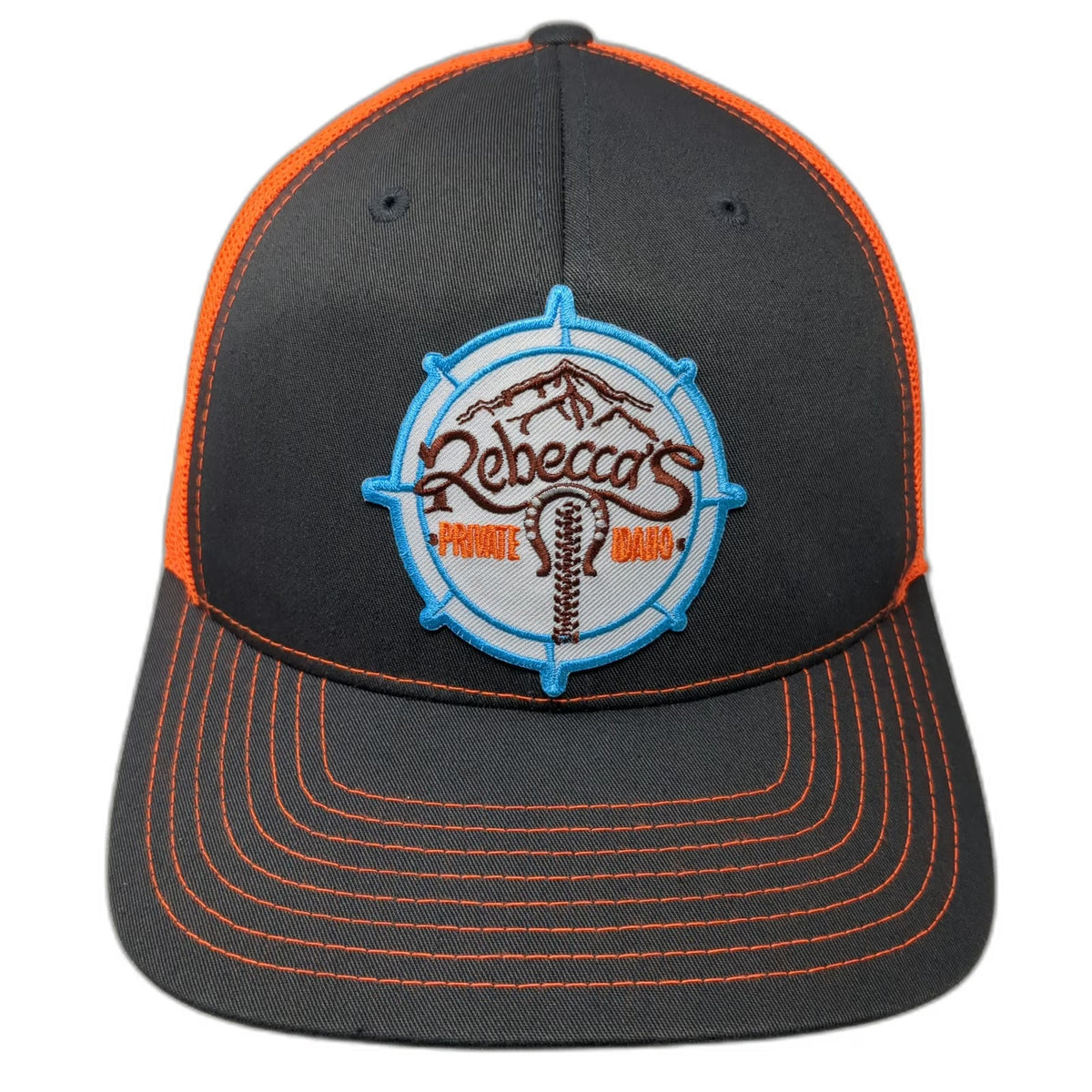 Richardson 112 Trucker Hat Gray Orange One Size Rebecca's Private Idaho Snapback