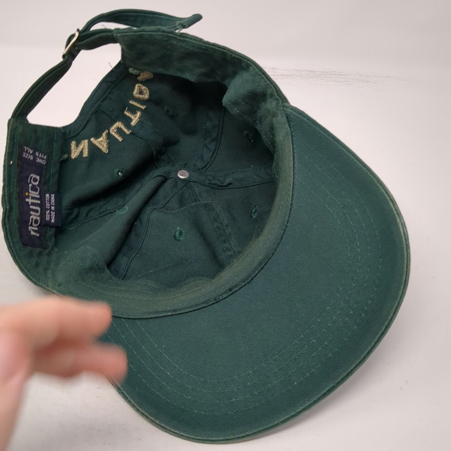 Nautica Baseball Cap Green OS Sailboat Logo Embroidery Hat Slideback Cotton